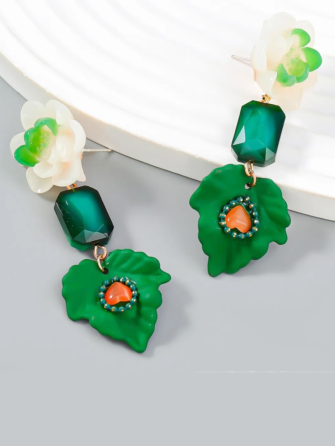 AVANT-GARDE PARIS Gold-Plated Artificial Stones Floral Drop Earrings