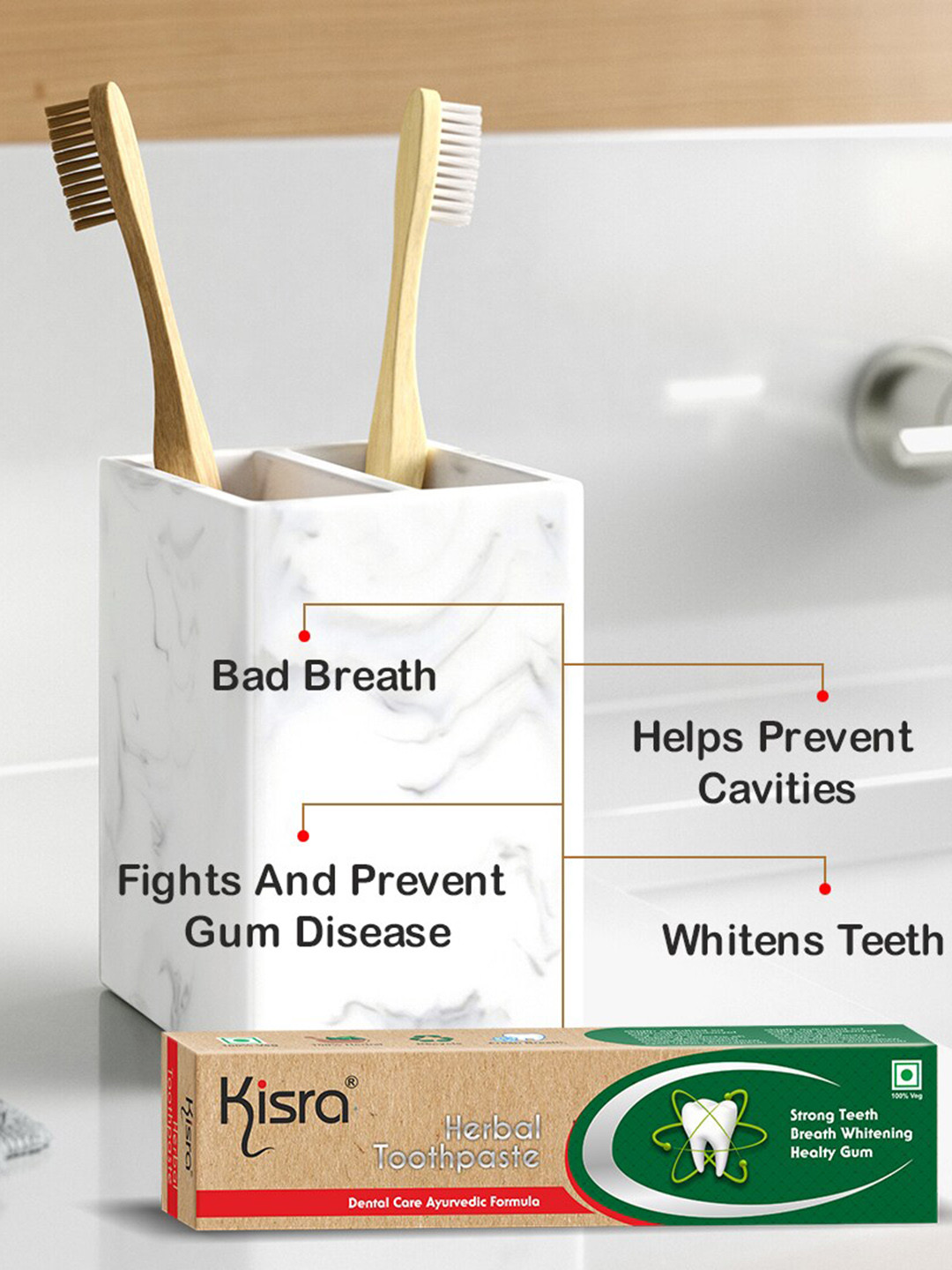 KISRA Set of 2 Herbal Strong Toothpaste- 50 g Each