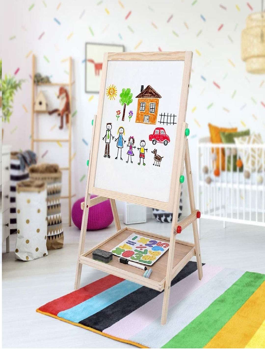 CHOCOZONE Double Side Easel Board with Magnetic Letters