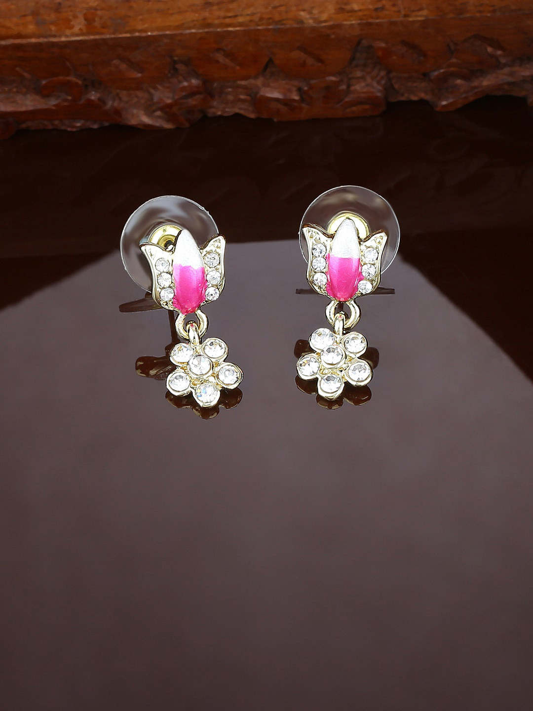 Estele Gold-Plated Floral Drop Earrings