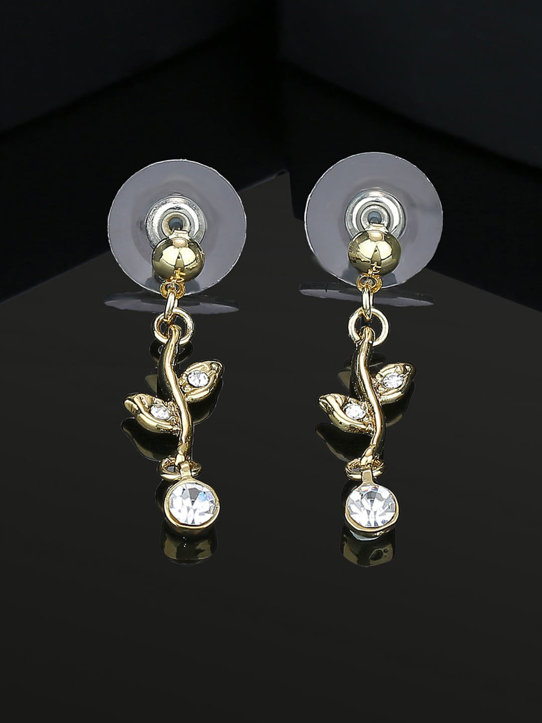 Estele White Leaf Shaped Drop Earrings