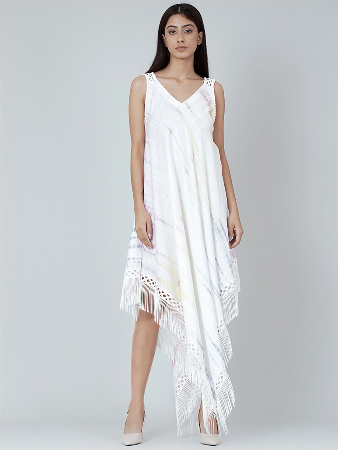 First Resort by Ramola Bachchan V-Neck Tie and Dyed Midi Dress