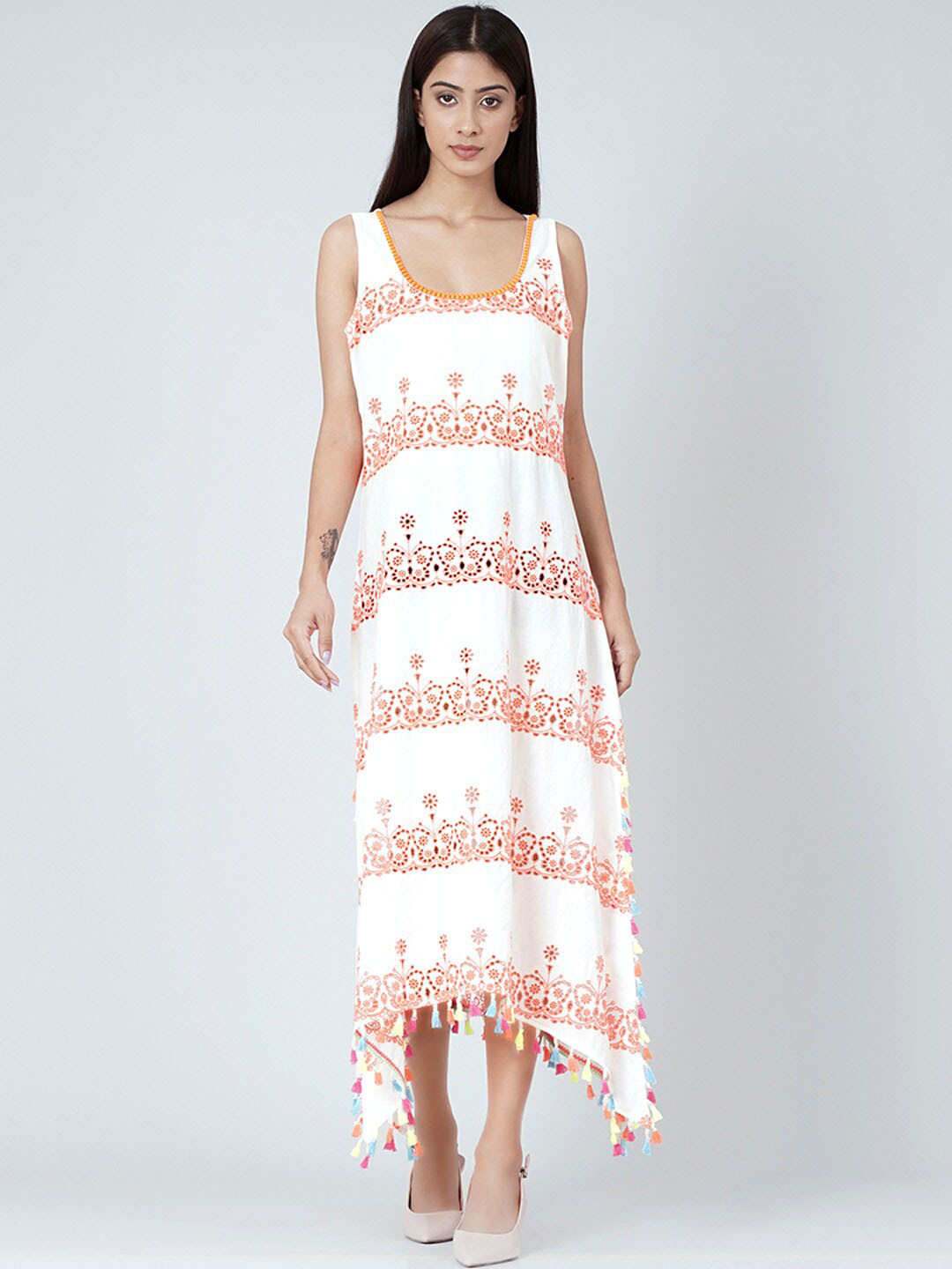First Resort by Ramola Bachchan Conversational Printed Asymmetric A-Line Maxi Dress
