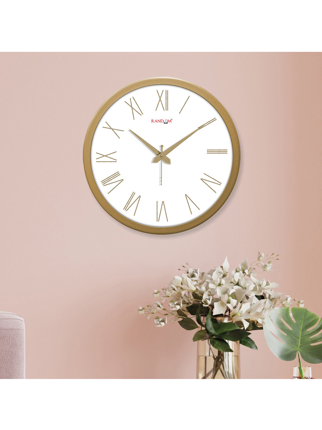 RANDOM Gold-Toned & White Contemporary Wall Clock