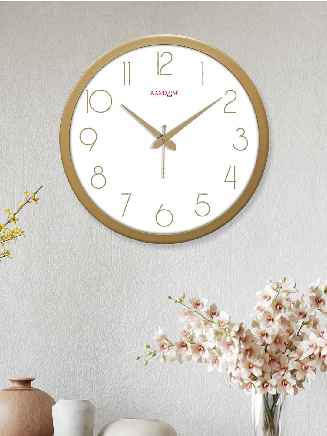 RANDOM Numbers Plastic Large Display Round Battery Analogue Wall Clock-30.5cm
