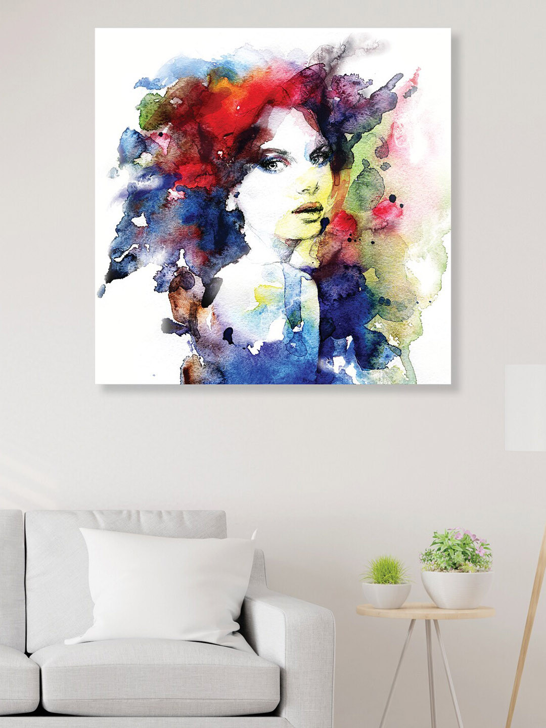 RANDOM  White & Red Beautiful Lady Art Wall Painting