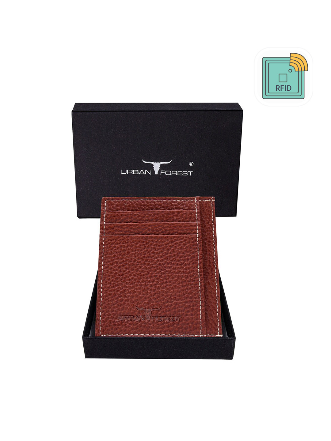 URBAN FOREST Abstract Textured Leather Card Holder