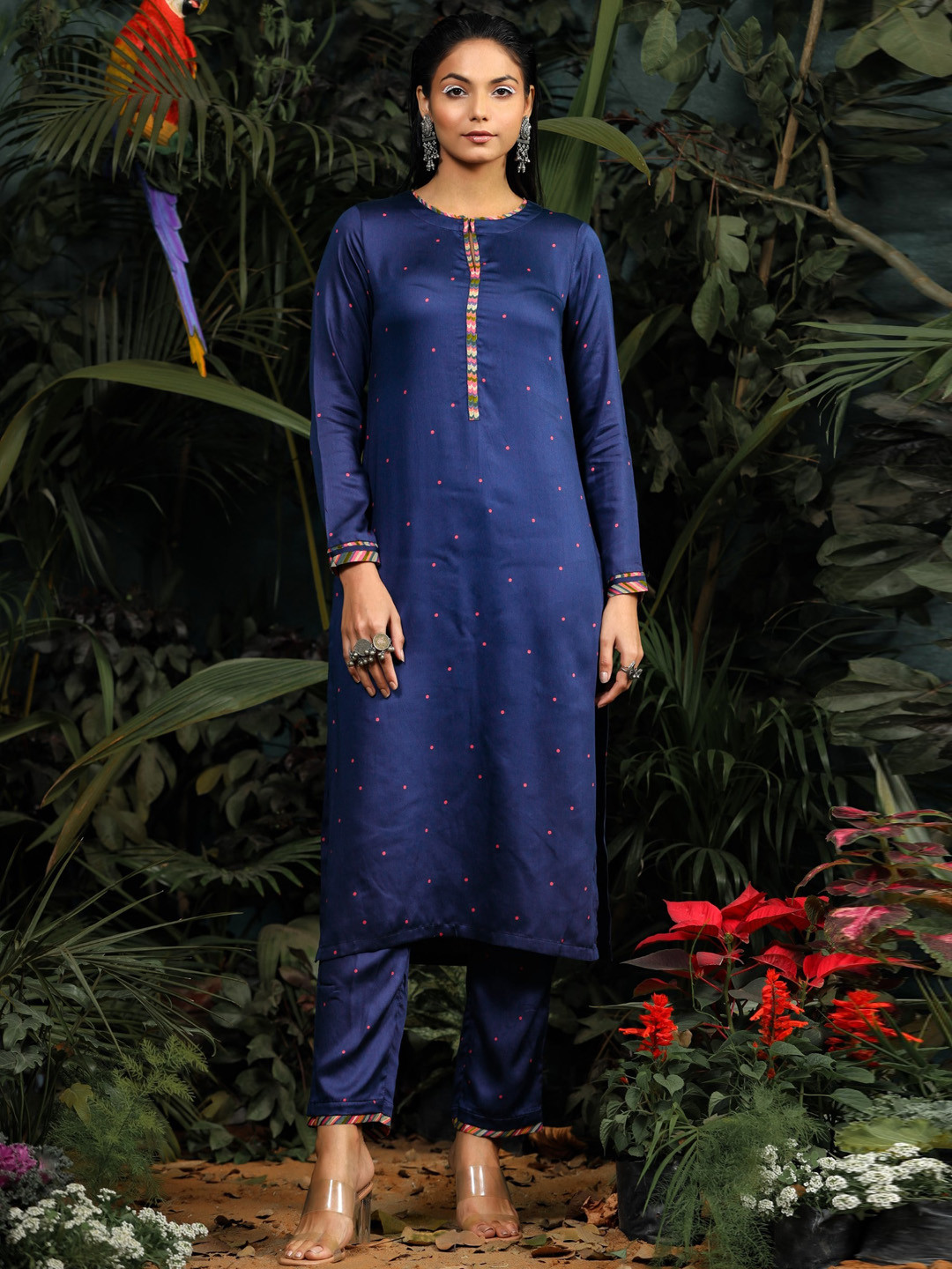 Baise Gaba Abstract Printed Keyhole Neck Kurta with Trousers & Dupatta
