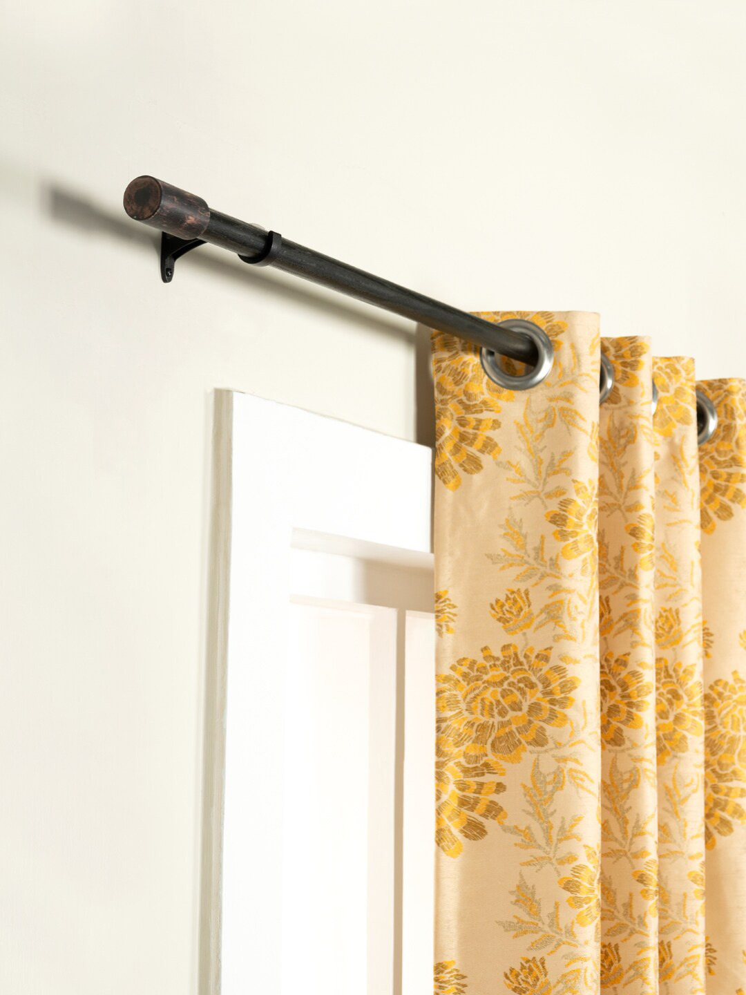 Deco Window Black Extendable Curtain Rods With Brackets