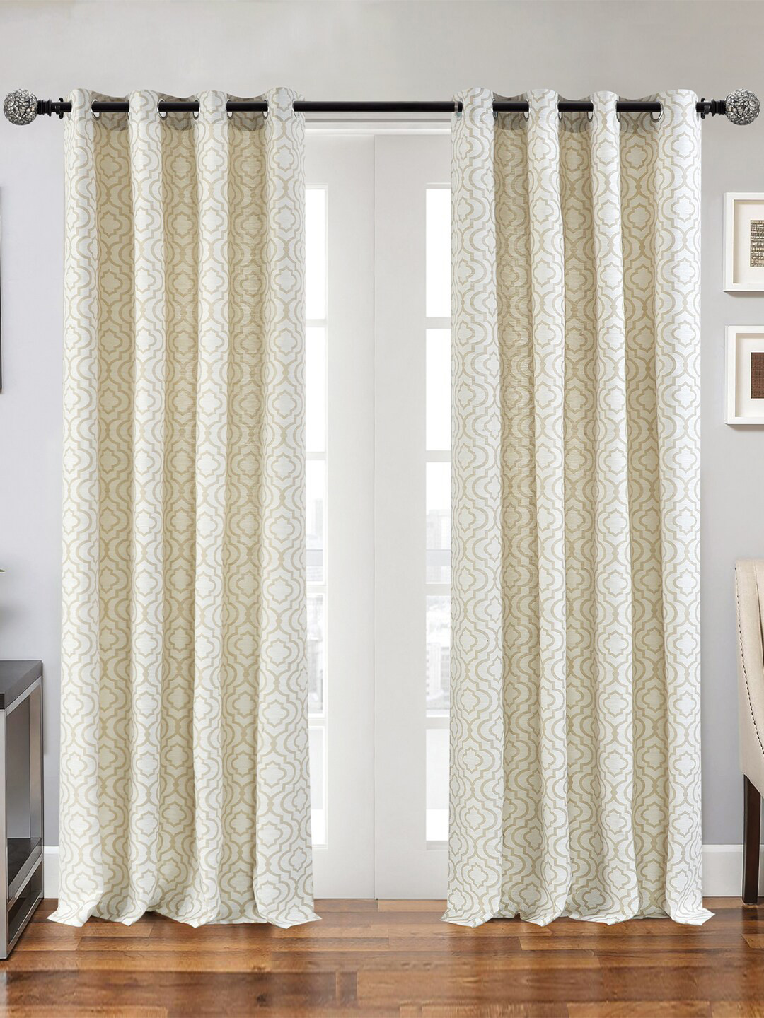 Deco Window Mart Black & Silver Toned Extendable Curtain Rods With Brackets