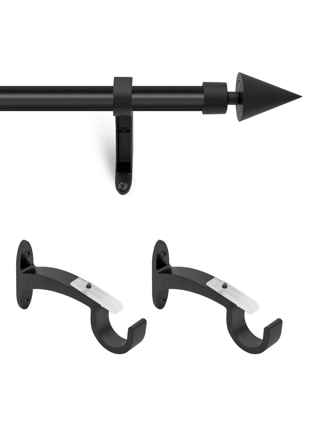 Deco Window Black Extendable Curtain Rods and Brackets