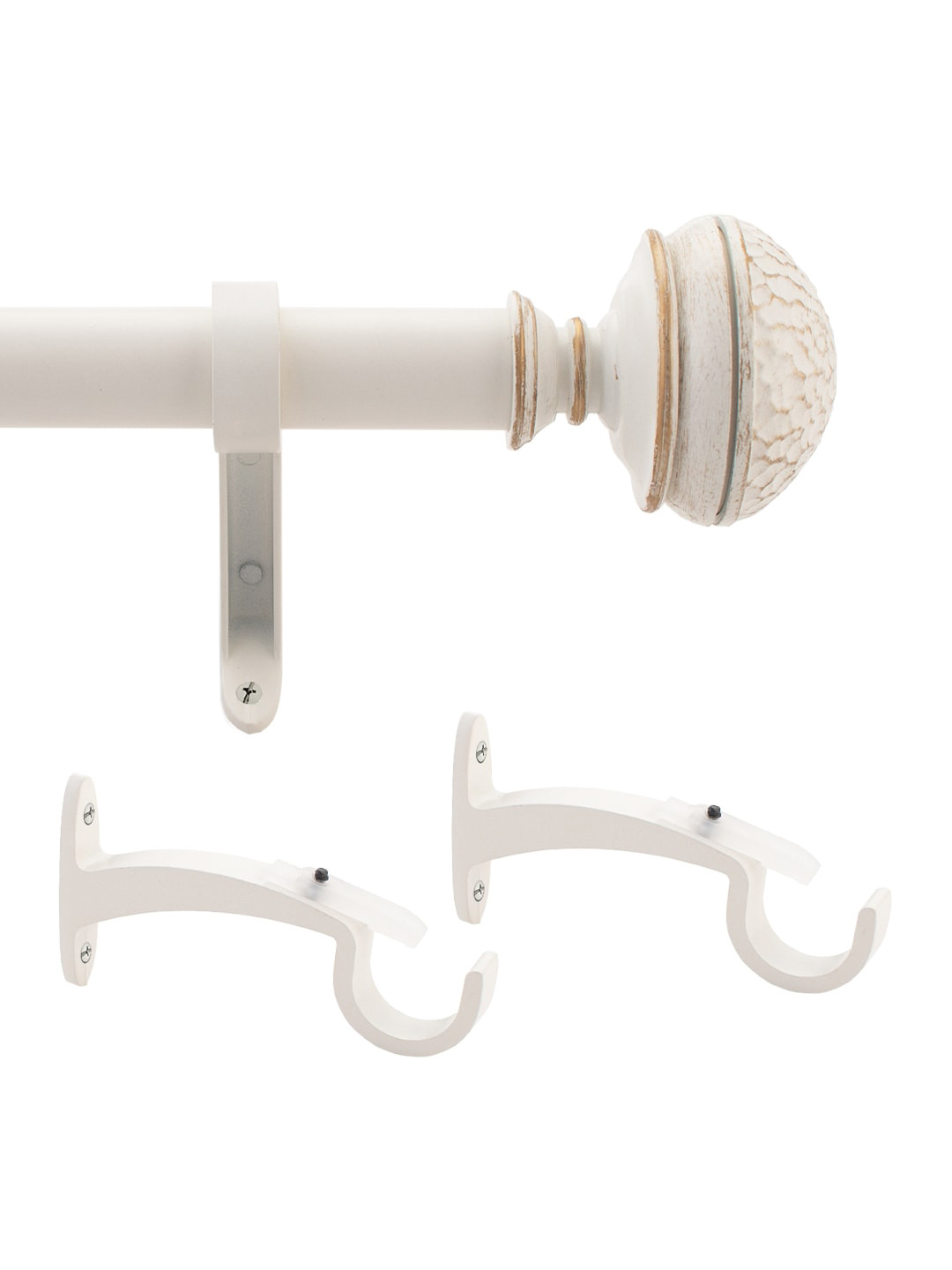 Deco Window Off White Extendable Curtain Rods With Brackets