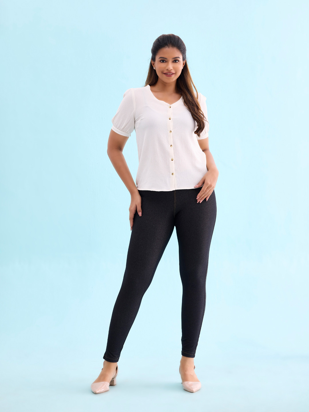 Go Colors Women Plus Size Slim Fit Slip On Knitted Jeggings