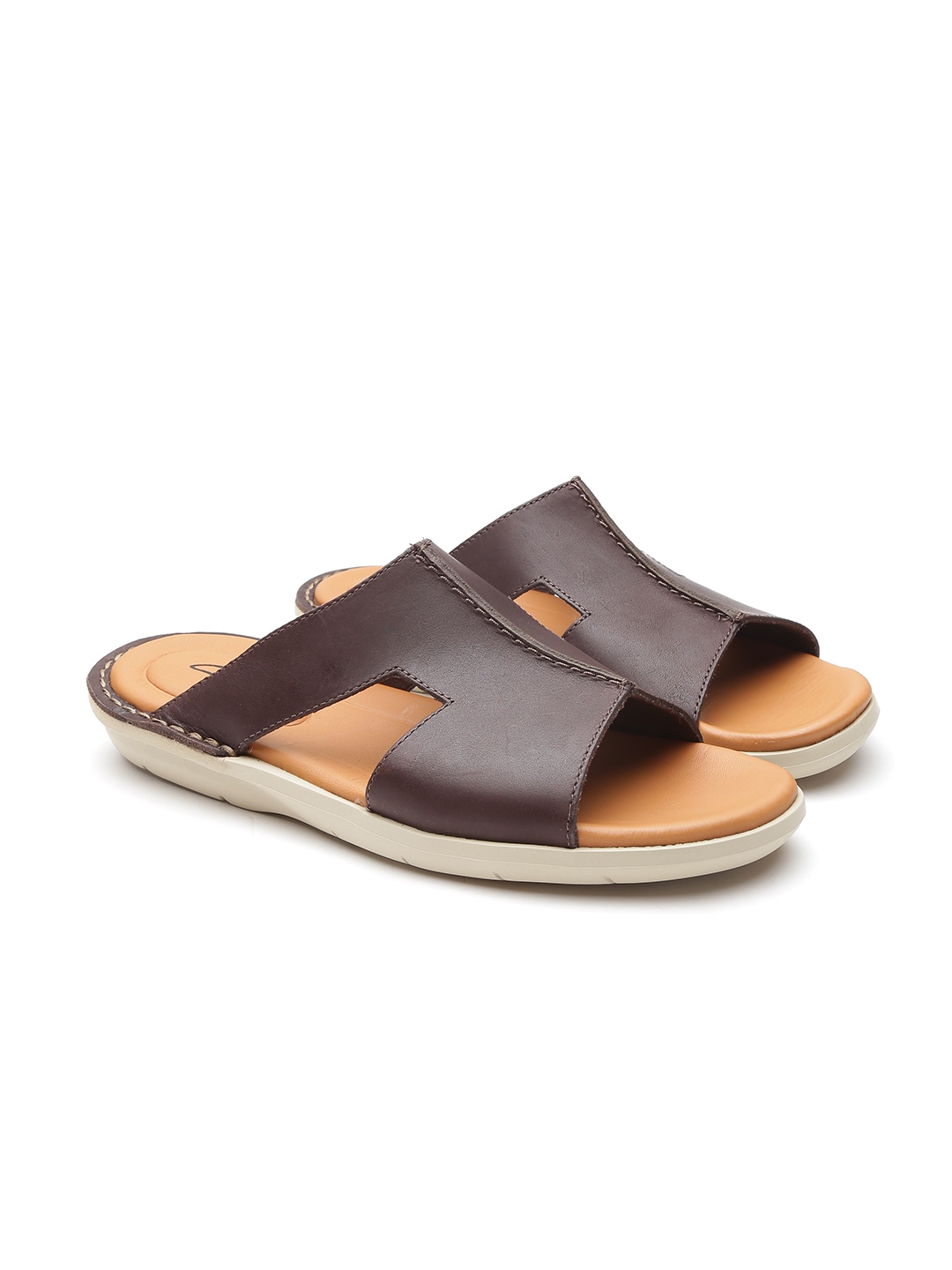 Clarks Men Coffee Brown Leather Comfort Sandals
