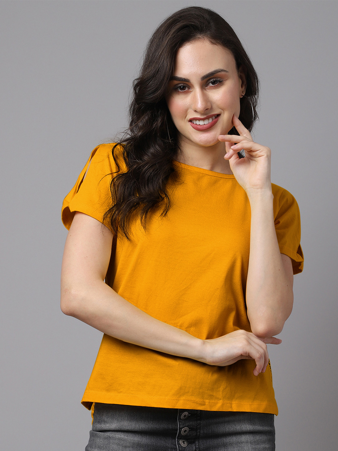 Friskers Round Neck Pure Cotton High-Low Top