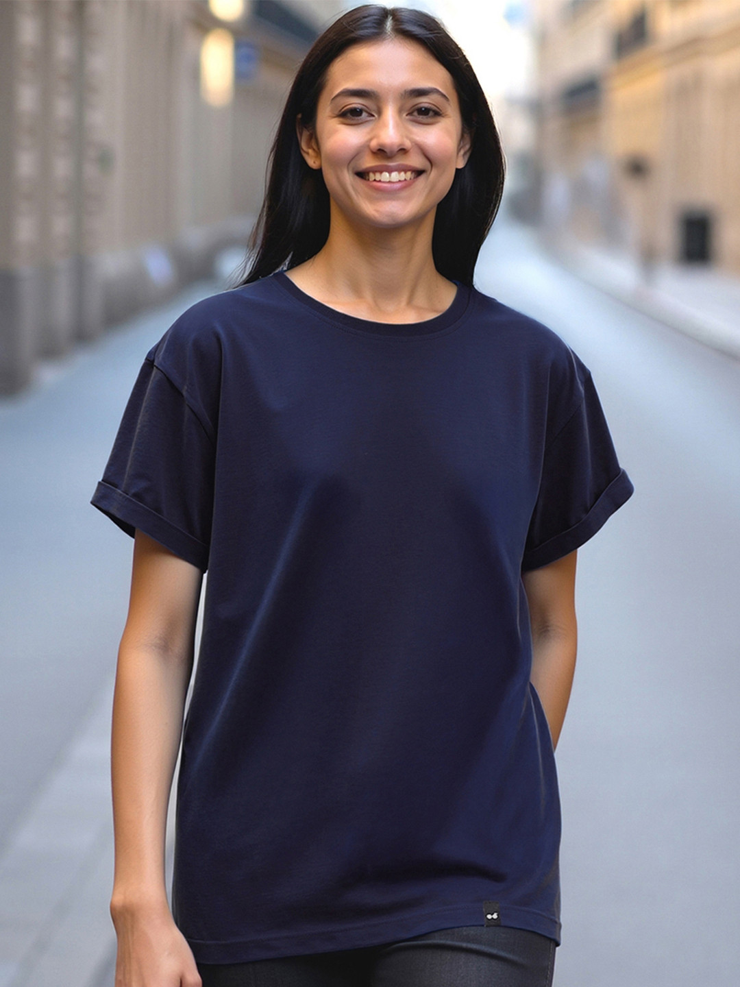 Bewakoof Women Navy Blue Boyfriend T-shirt