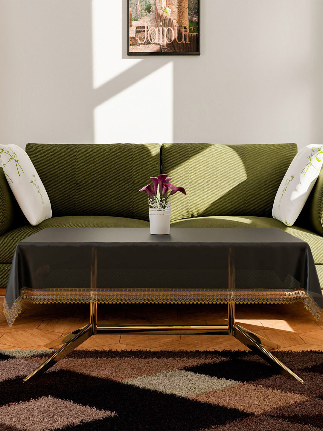 Kuber Industries Black Rectangular Dust-Proof 4-Seater Table Cover