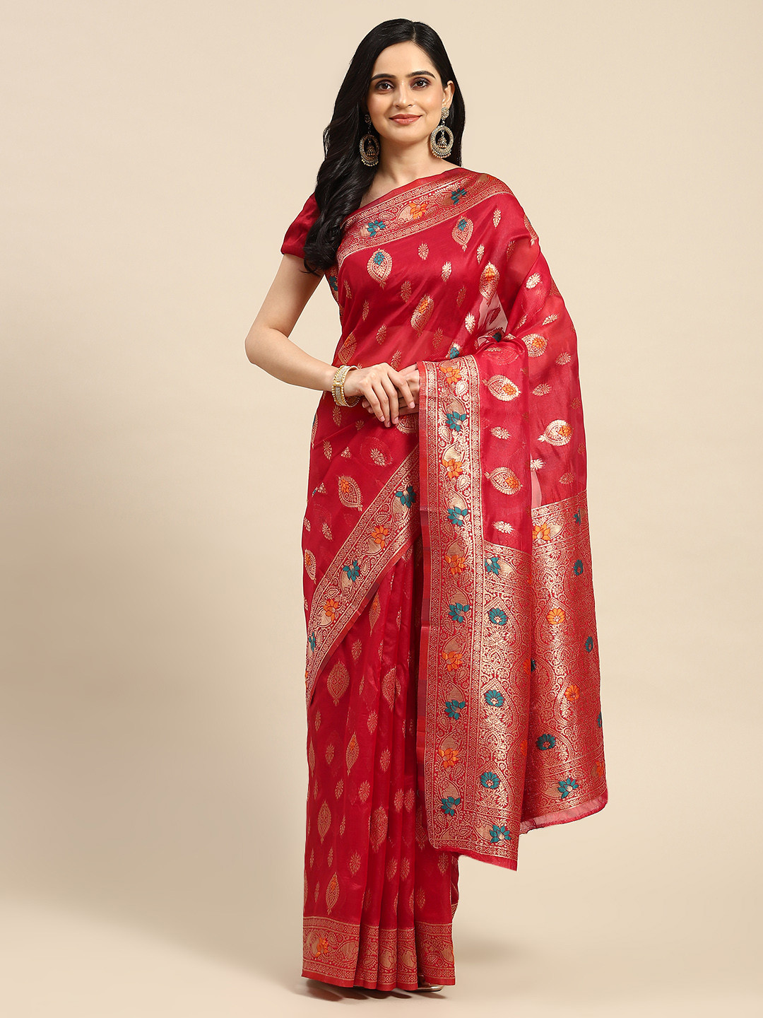 Dhyey Fashion Woven Design Silk Blend Saree