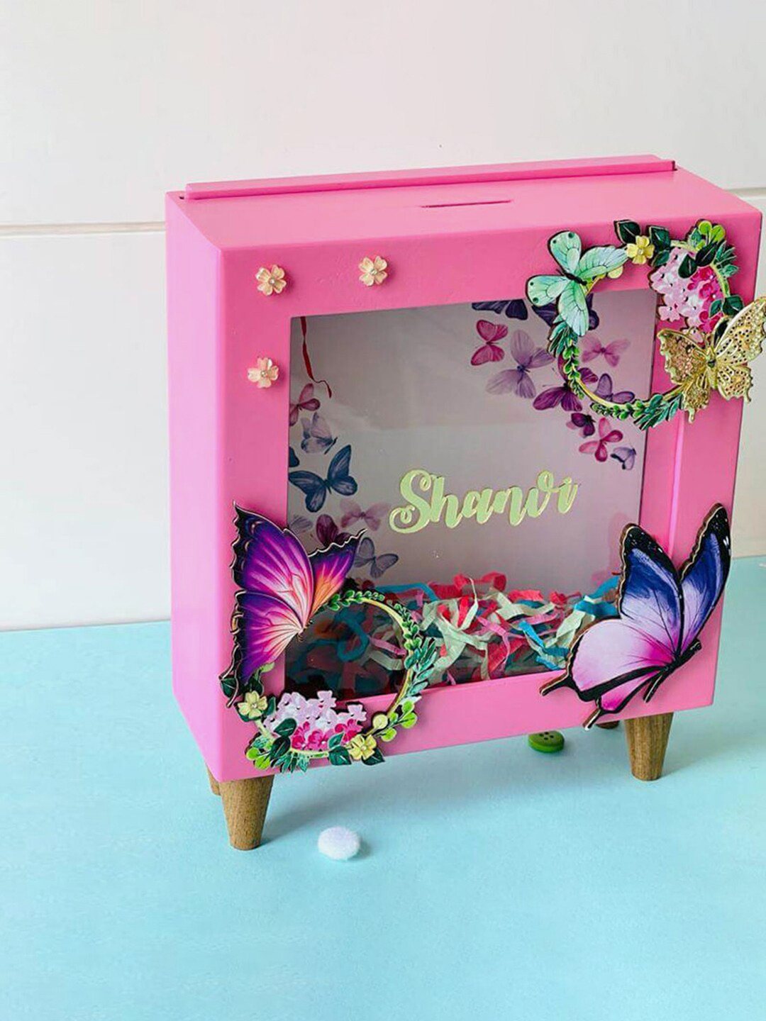 Little Surprise Box LLP Enchanted Garden Piggy Pink Wood Natural Living Room Small Showpiece - 3.1 Inches