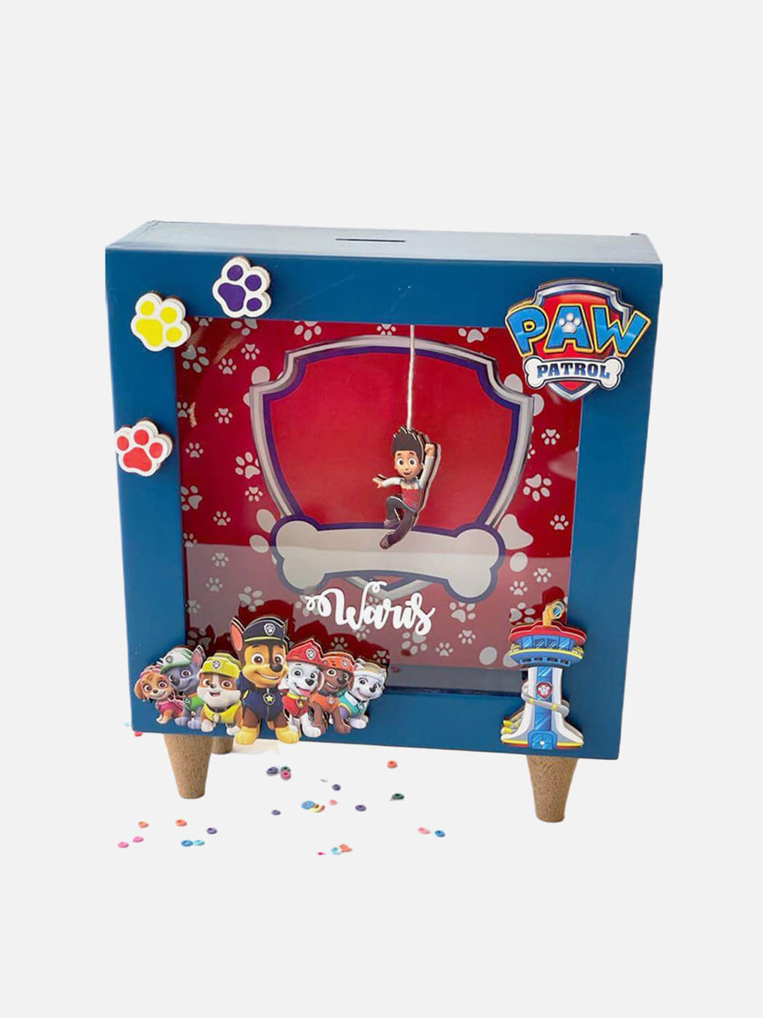 Little Surprise Box LLP Skye The Paw Patrol Piggy Red Wood Natural Kid Room Small Showpiece - 8 Inches