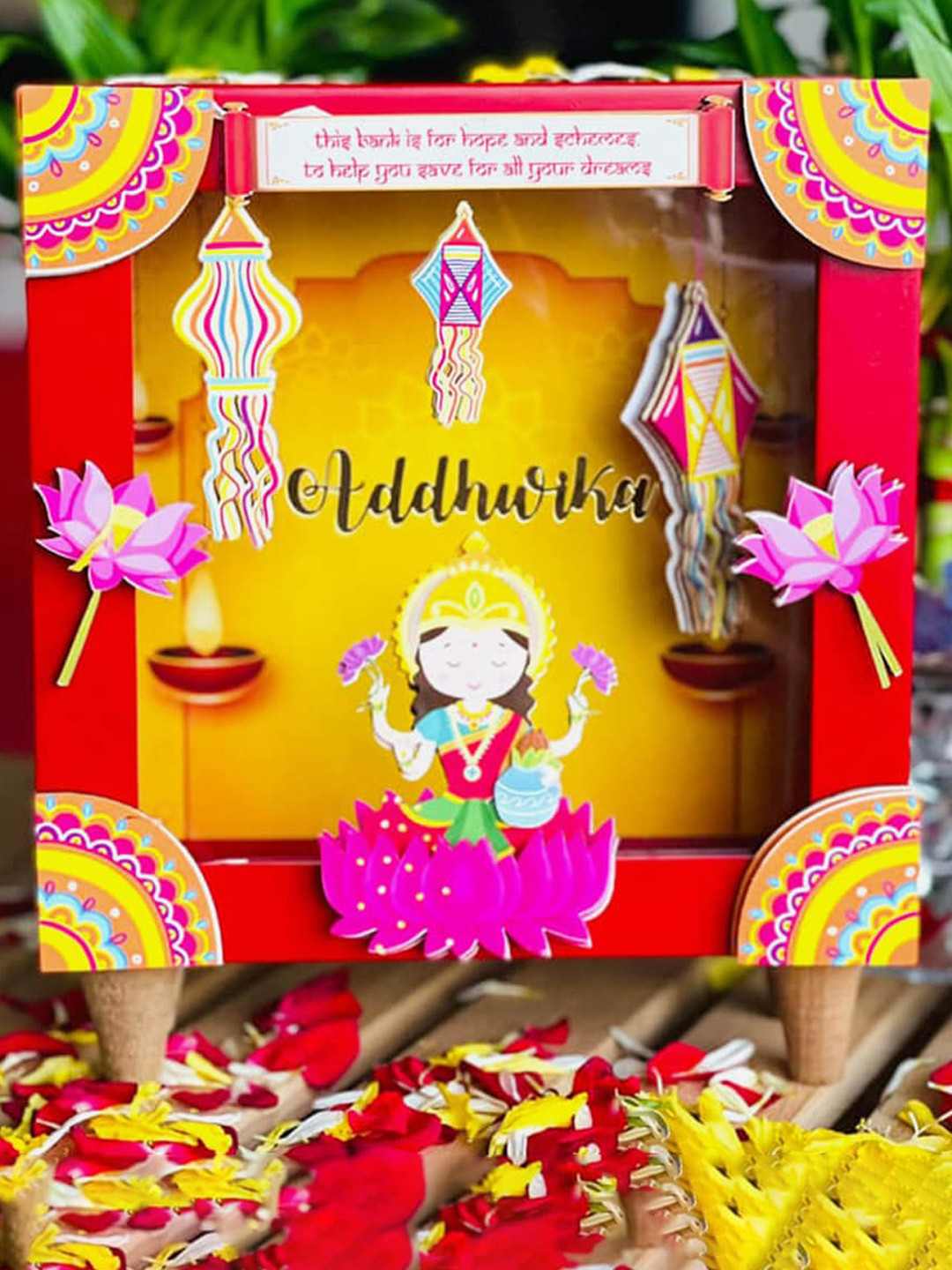 Little Surprise Box LLP Pyaari Gharkilaxmi Piggy Bank Red Wood Natural Living Room Small Showpiece - 8 Inches