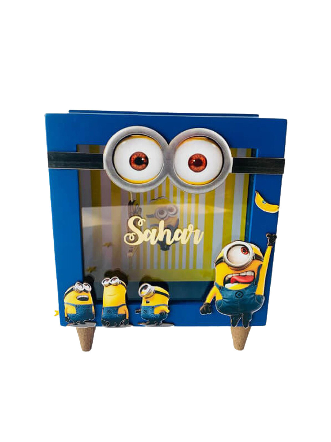 Little Surprise Box LLP Minion Piggy Yellow Wood Natural Living Room Small Showpiece - 8 Inches