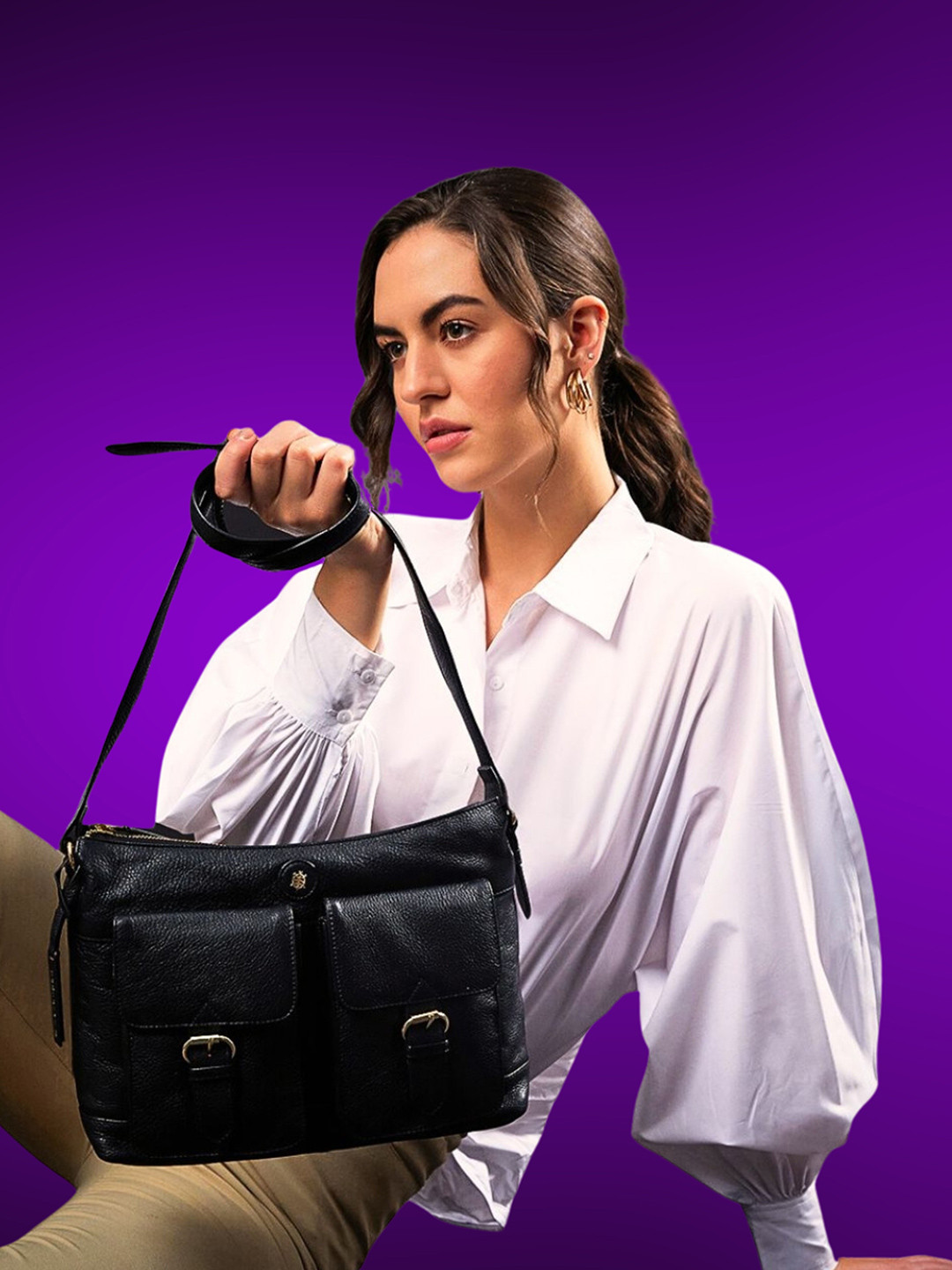 Tortoise Jayna Genuine Leather Structured Sling Bag