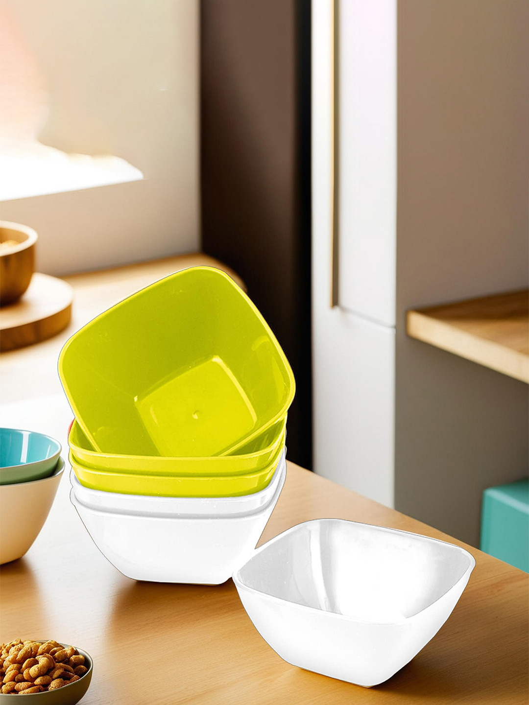 Kuber Industries Yellow & White 6-Pieces Microwave Safe Bowls-250 ml Each