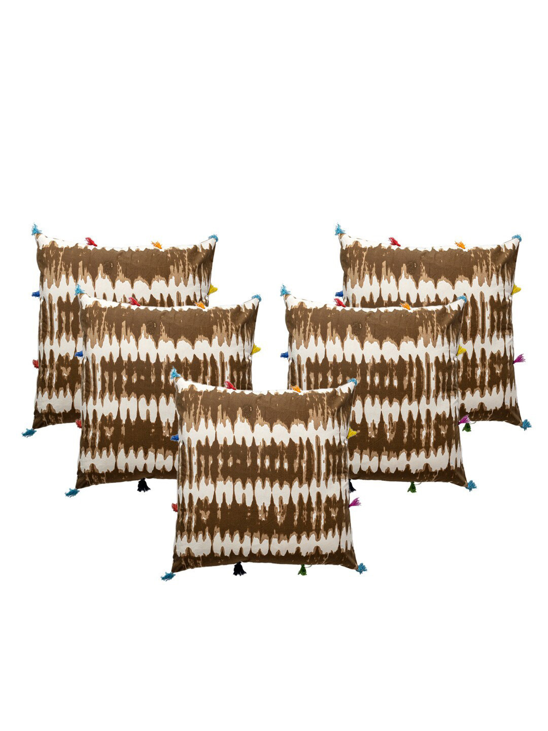 Contrast Living Light-Weight Abstract Polyester Silk 5 Pcs Cushion Covers -18x18In