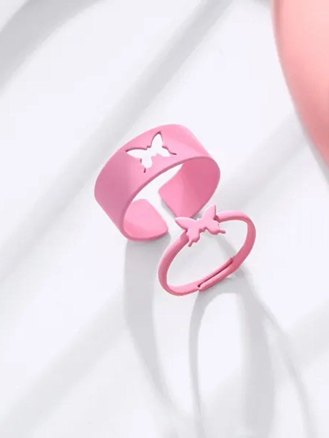 Pinapes Set Of 2 Butterfly Detailed Adjustable Ring