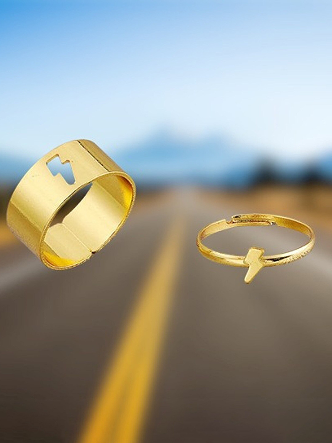 Pinapes Set Of 2 Gold-Plated Couple Ring