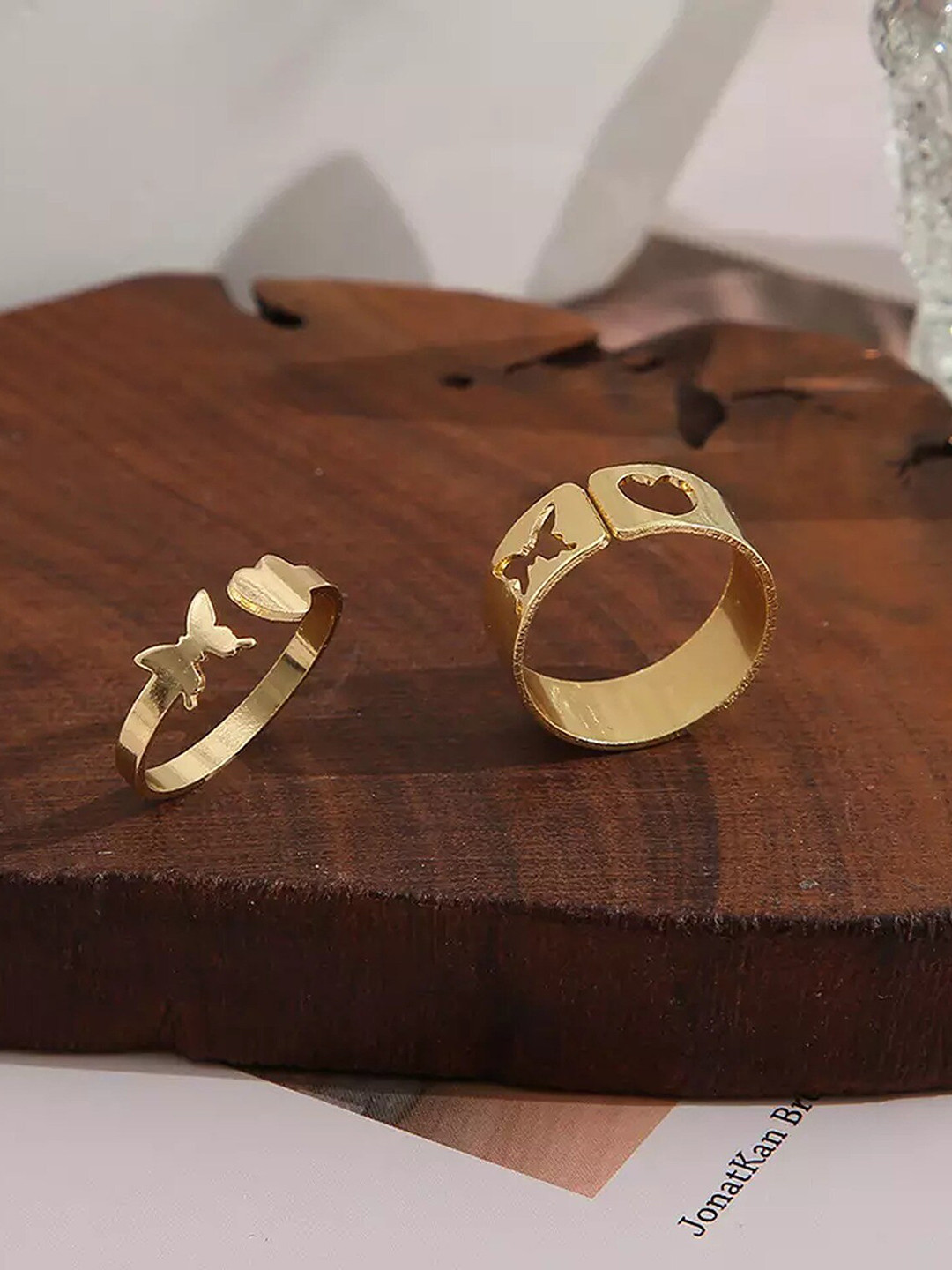 Pinapes Set Of 2 Gold-Plated Couple Ring