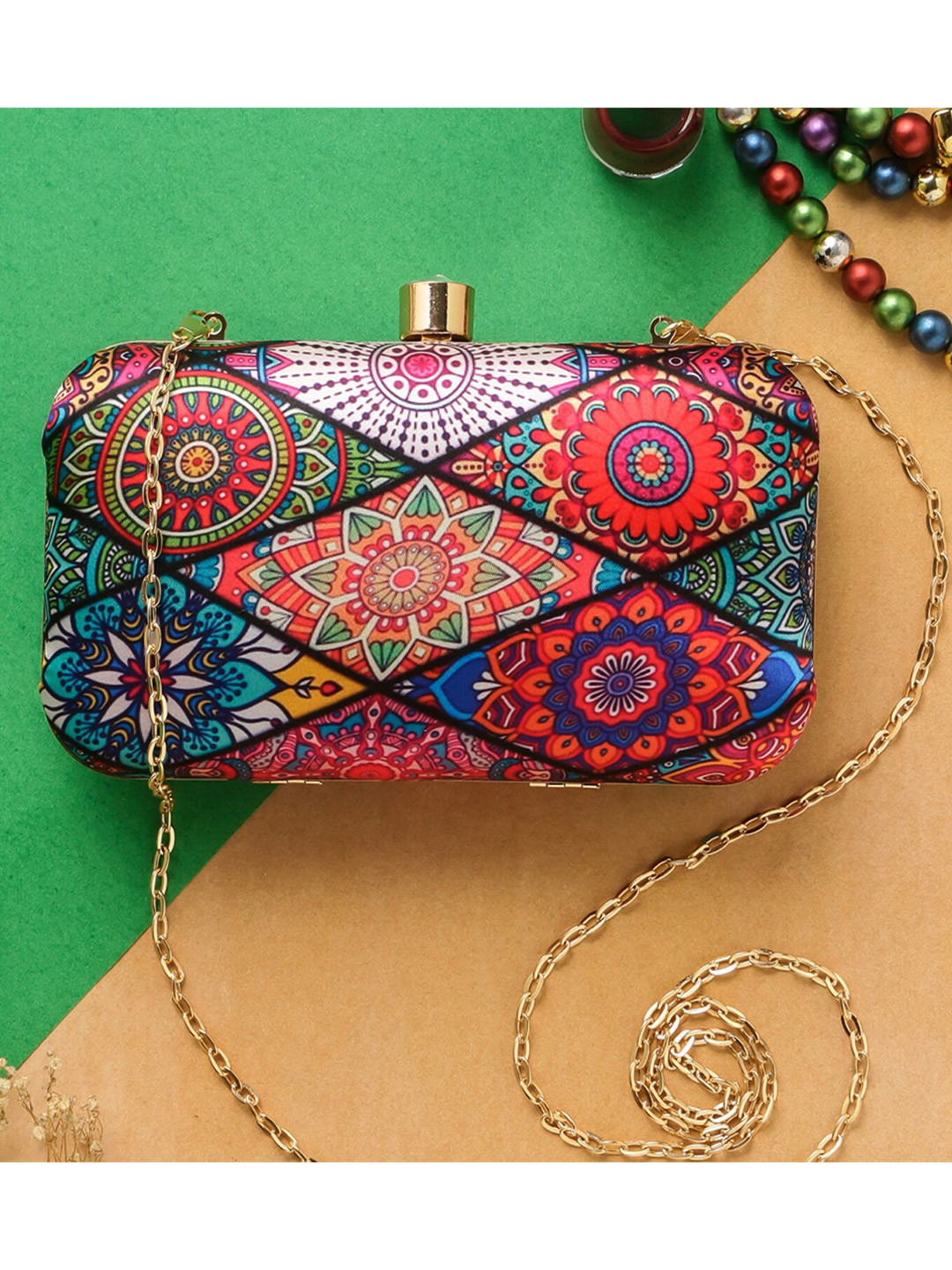 Swisni Printed Box Clutch