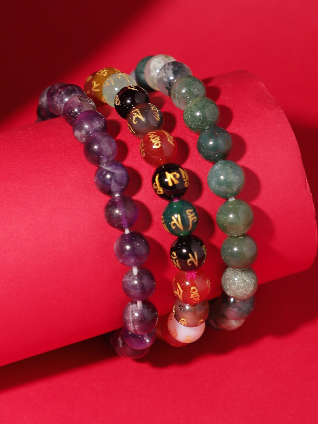 TAG 7 Set Of 3 Natural Stone Amethyst Bracelet