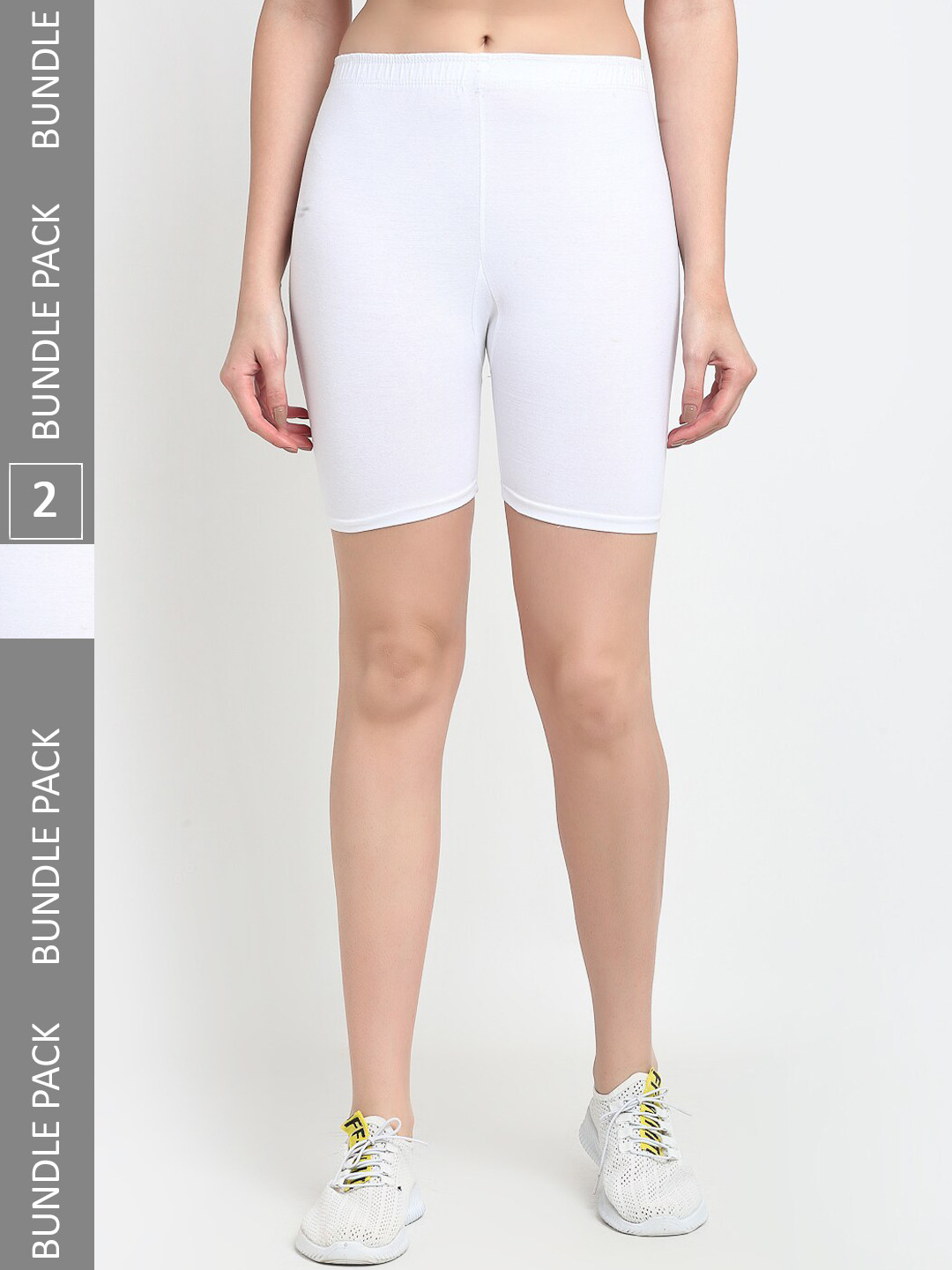 Jinfo Pack Of 2 Mid-Rise Above Knee Cycling Sports Shorts