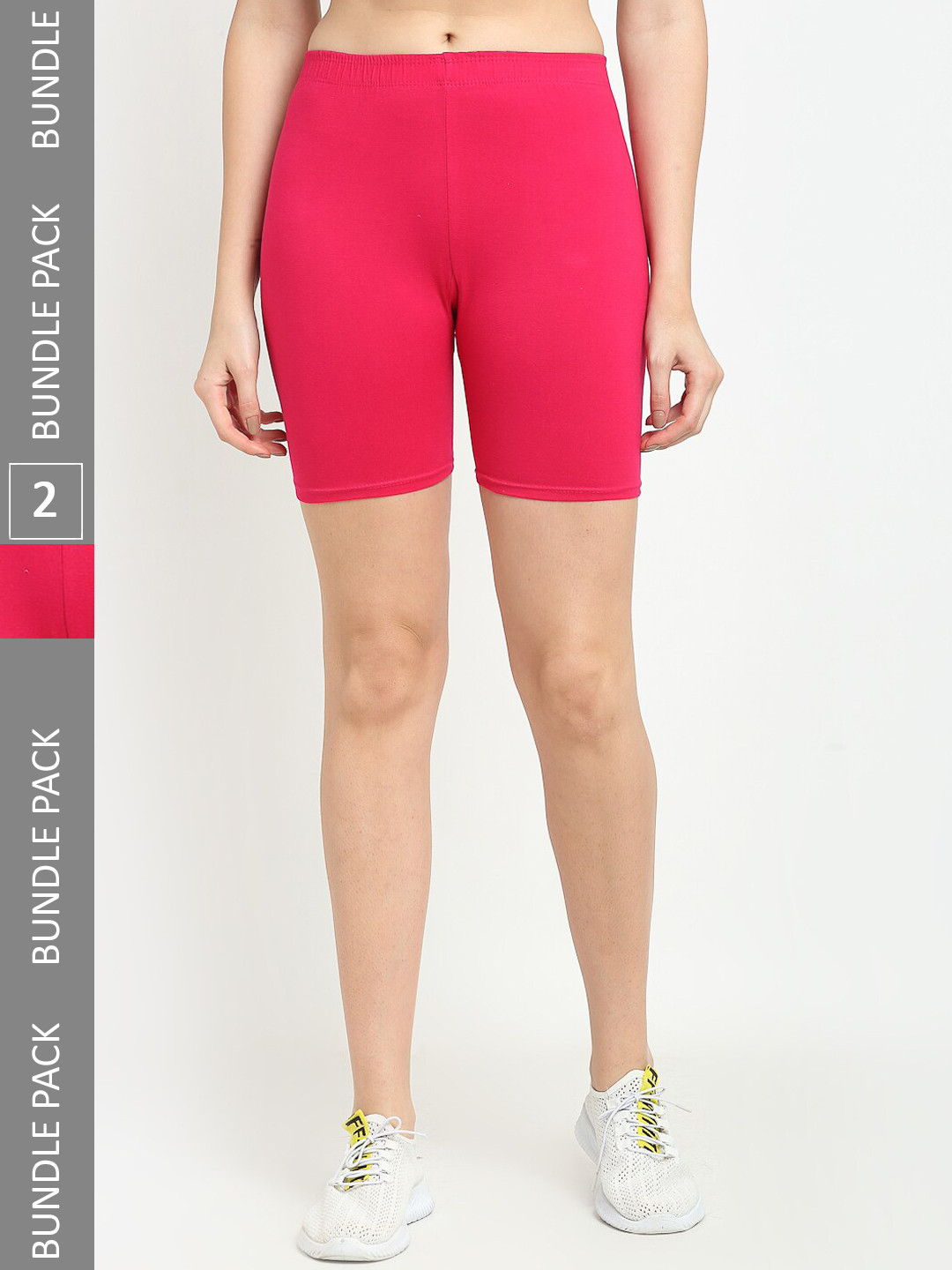 Jinfo Women Pack Of 2 Mid-Rise Above Knee Cycling Sports Shorts