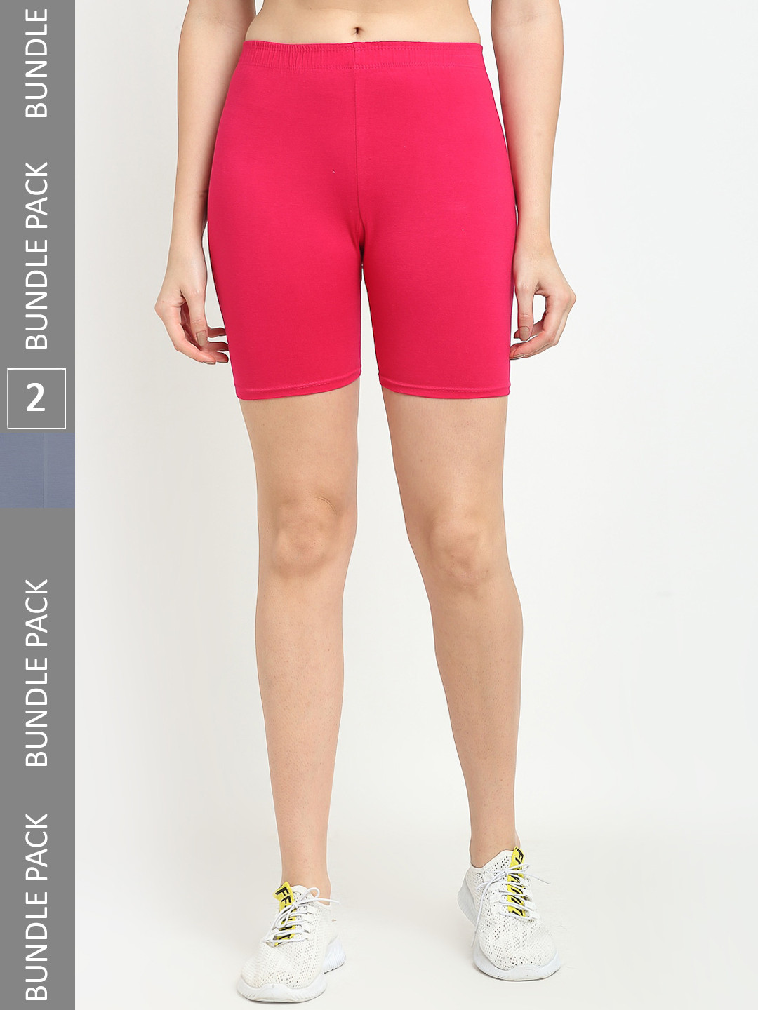 Jinfo Women Pack Of 2 Mid-Rise Super Combed Lycra Cycling Sports Shorts