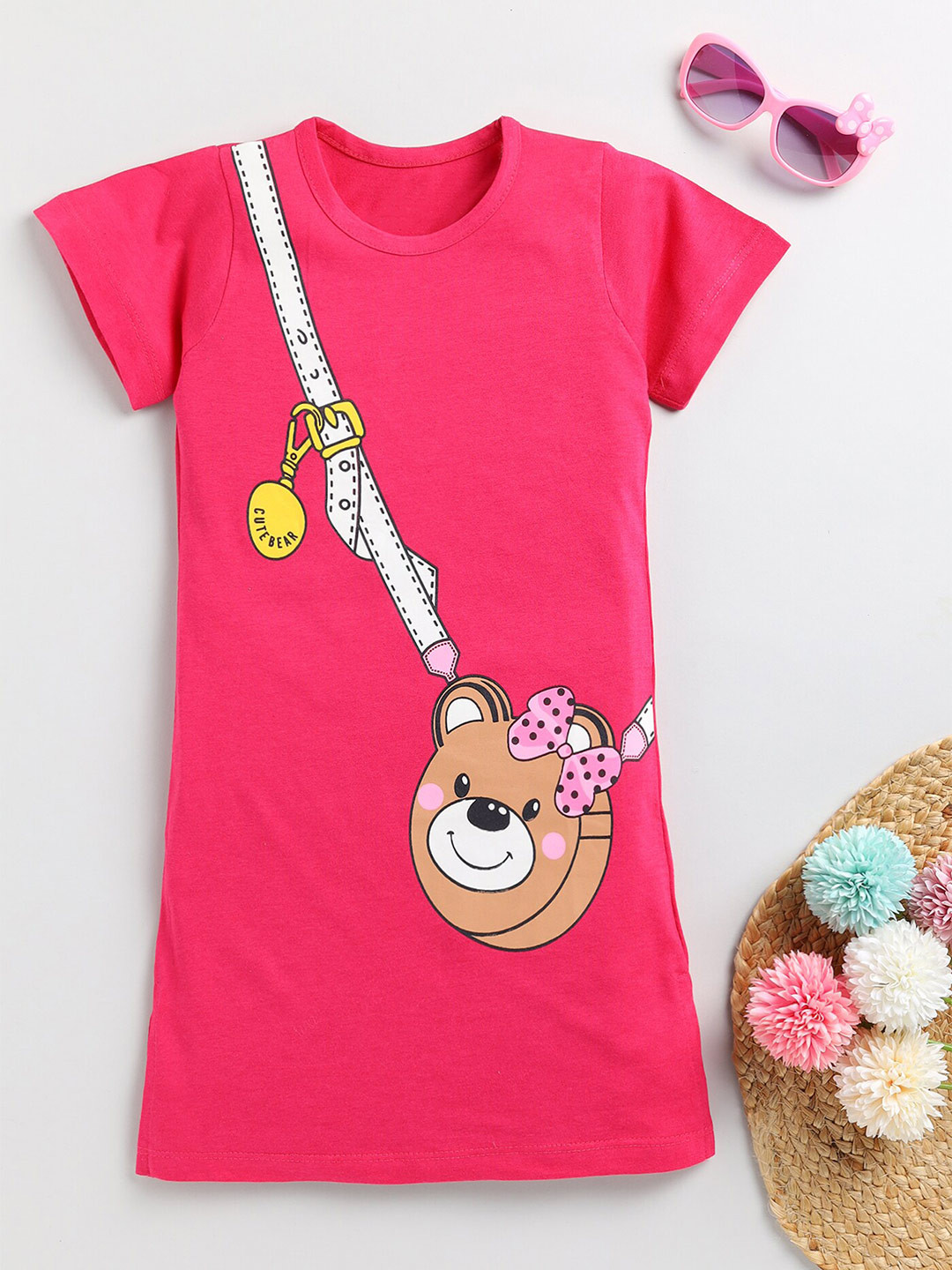 YK Girls Graphic Printed T-shirt Dress