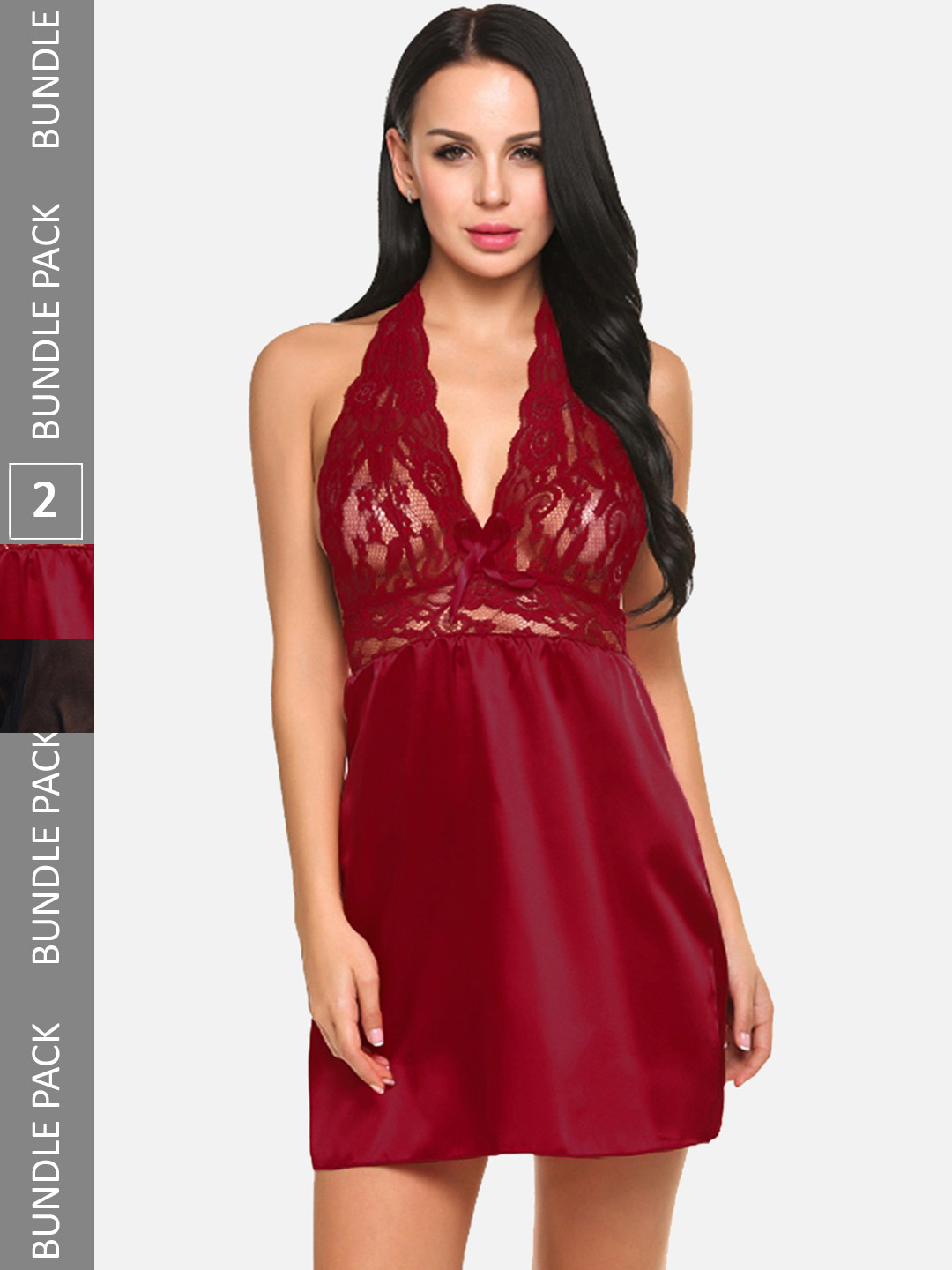 FIMS Pack of 2 Halter Neck Knitted Net Baby Dolls