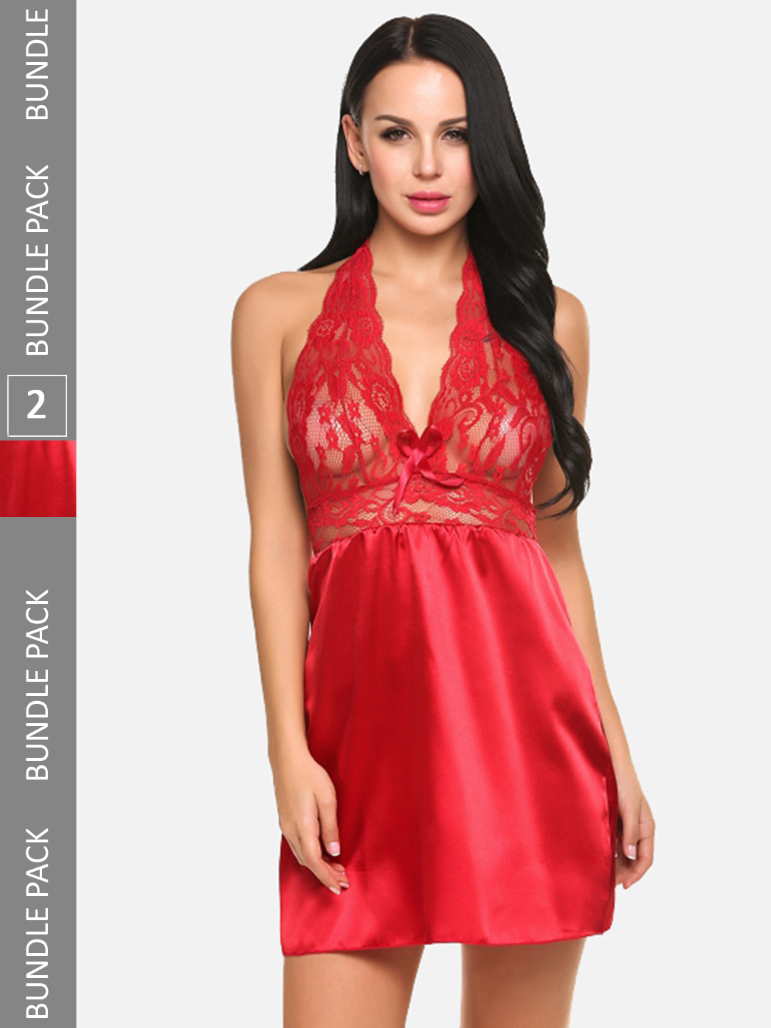 FIMS Pack Of 2 Halter Neck Net Baby Doll