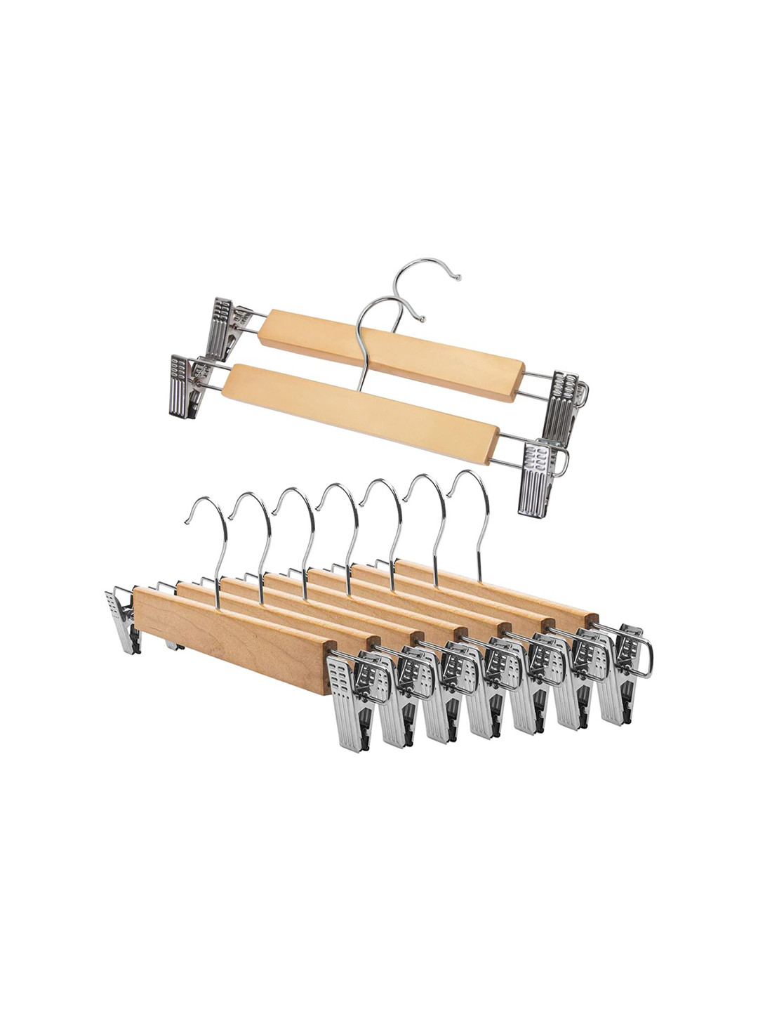 Kuber Industries 9 Pieces Wooden Natural Finish Closet Hanger