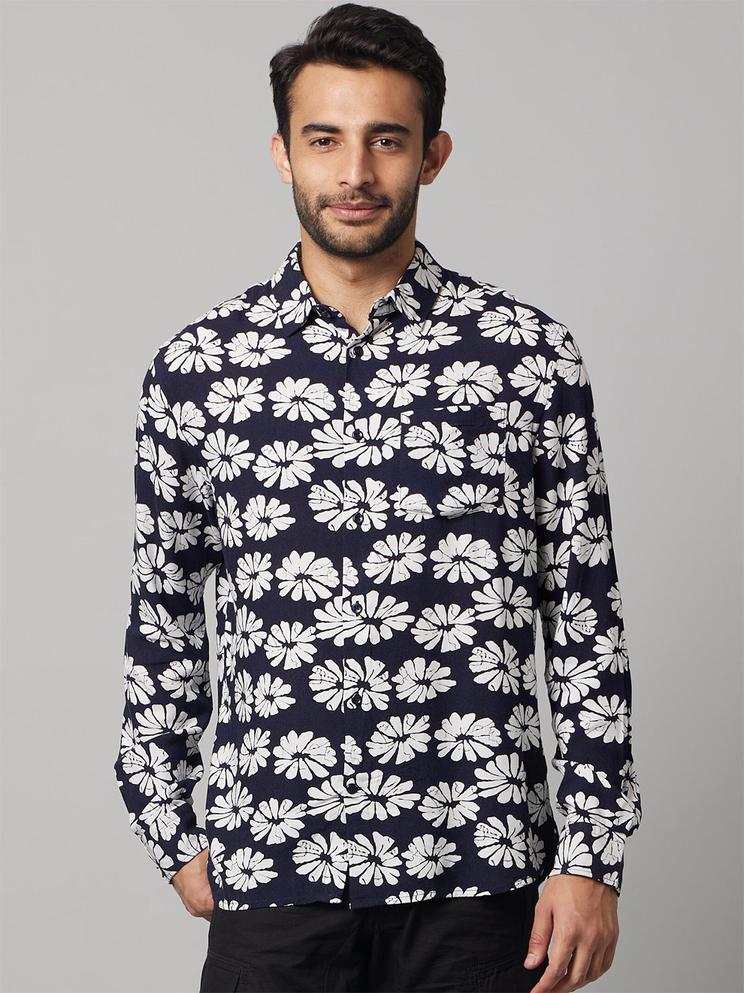 Celio Classic Fit Floral Printed Opaque Soft Touch Casual Shirt