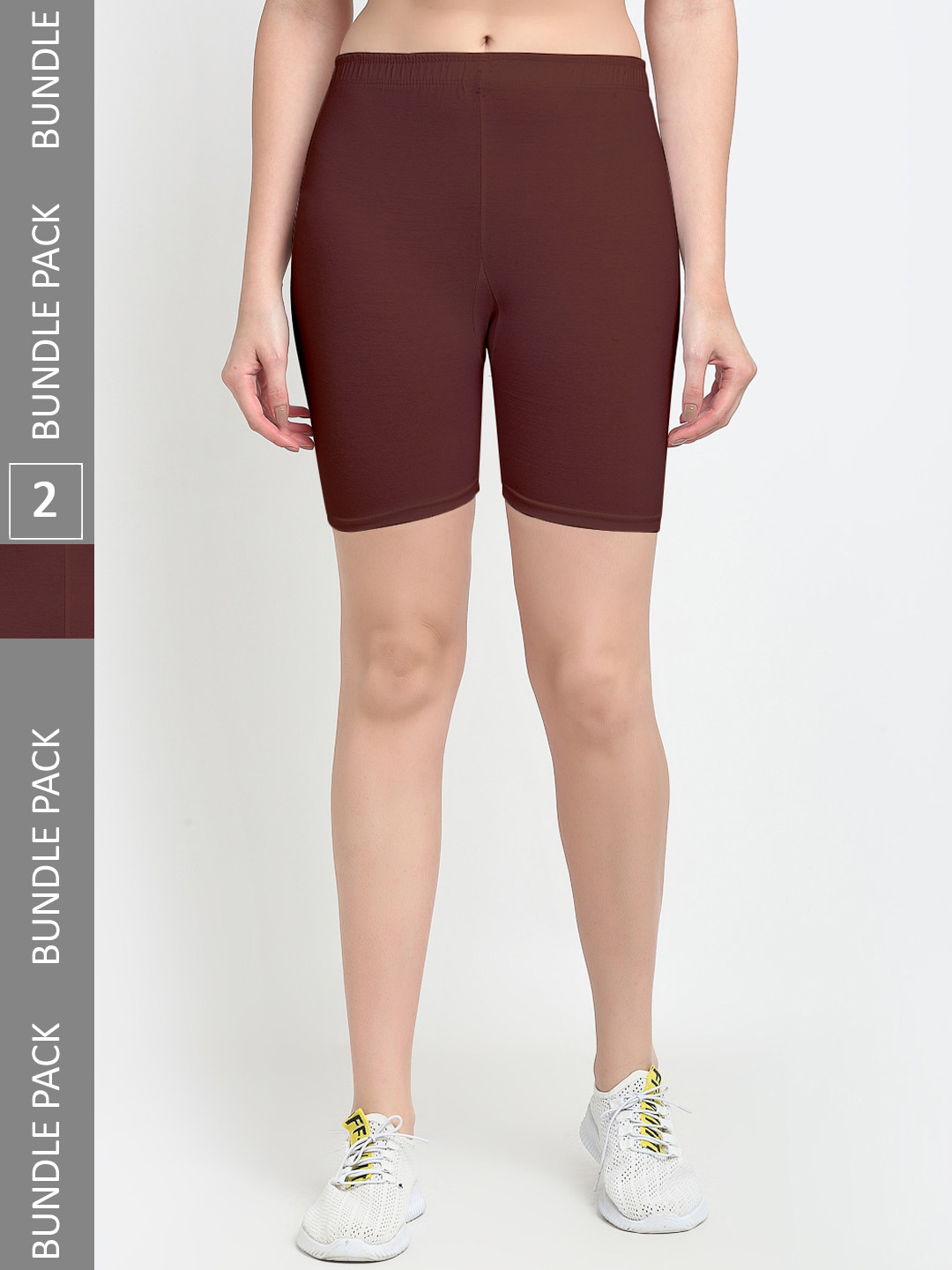 Jinfo Women Pack Of 2 Mid-Rise Super Commed Lycra Cycling Sports Shorts