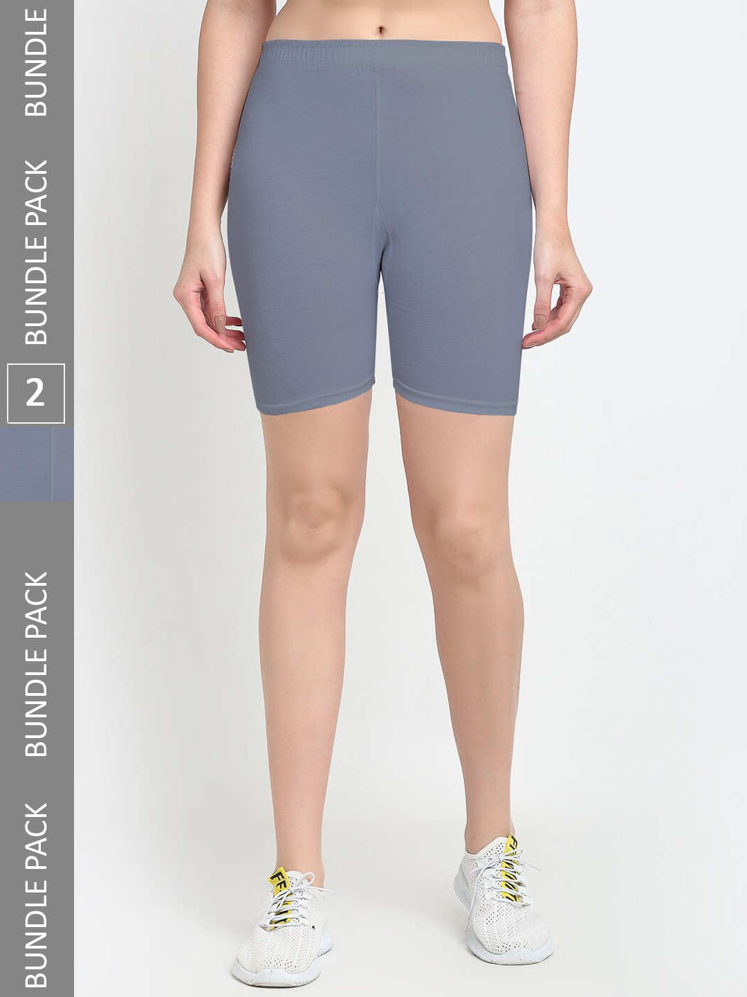 Jinfo Women Pack Of 2 Mid-Rise Super Commed Lycra Cycling Sports Shorts