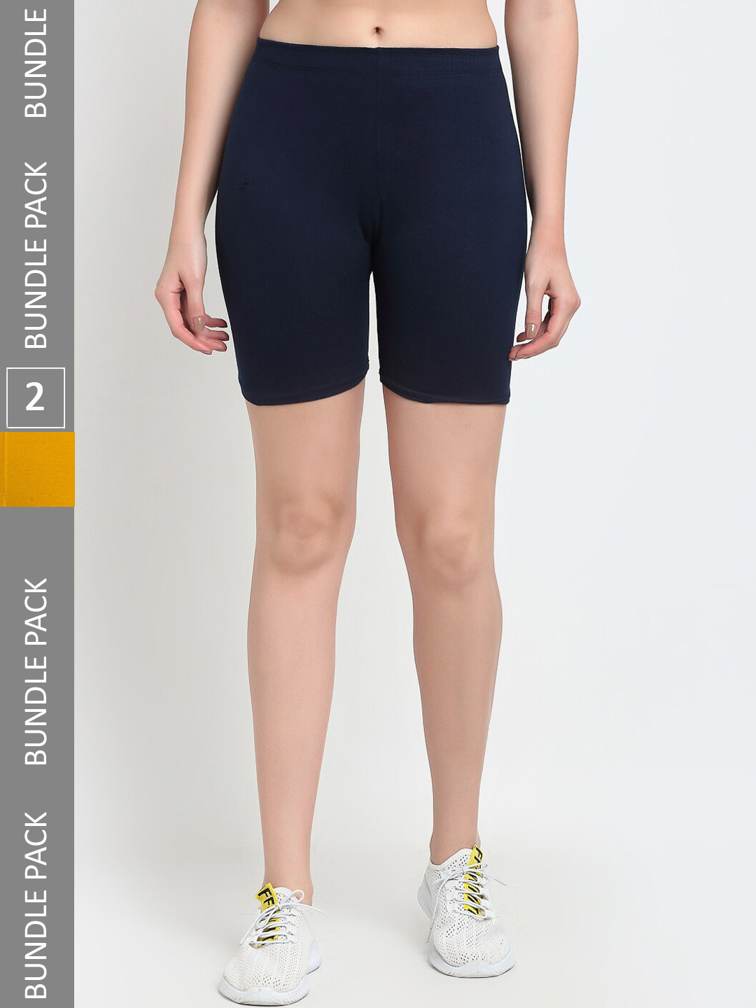 Jinfo Women Pack Of 2 Mid-Rise Super Commed Lycra Cycling Sports Shorts