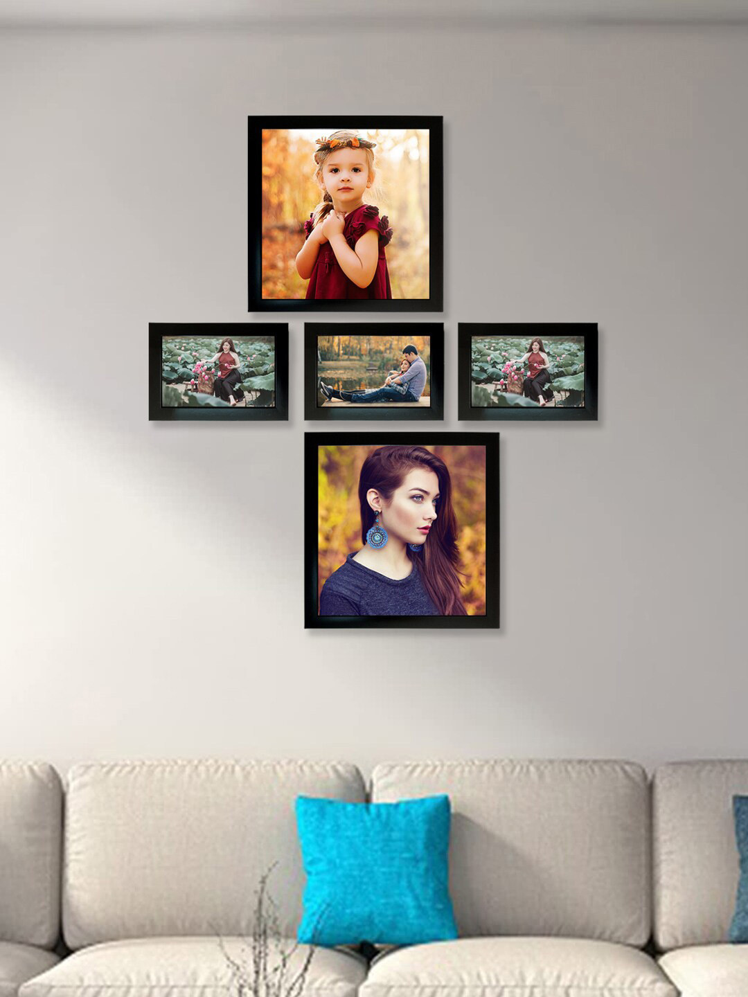 Kuber Industries Black 5 Pieces MDF Wooden Collage Photo Frames