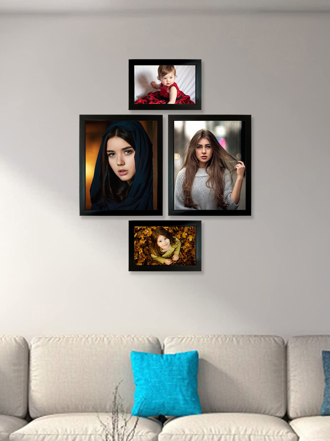 Kuber Industries Black 4 Pieces Collage Pictures Wooden Photo Frames