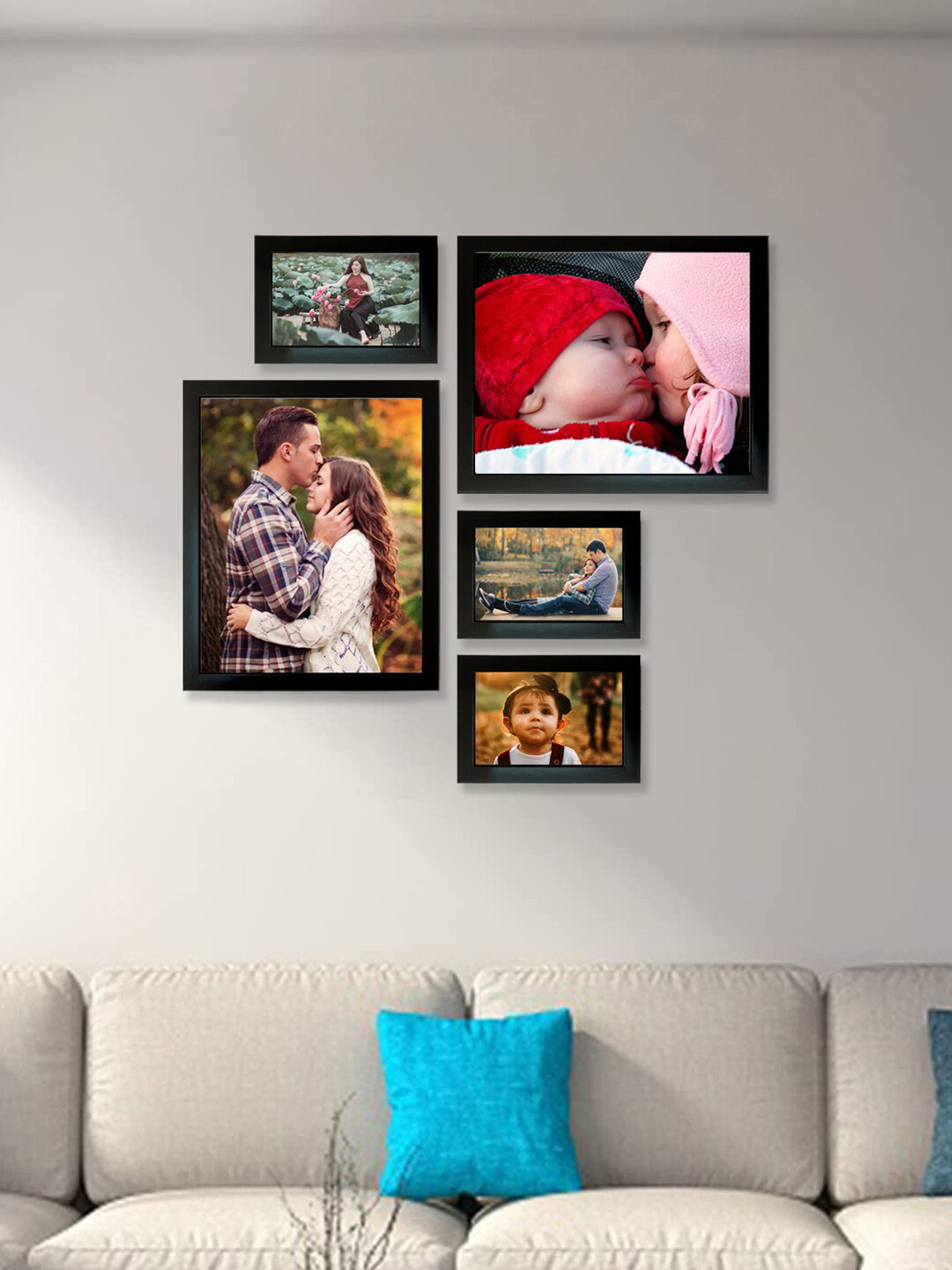 Kuber Industries Black 5-Pieces Collage Picture Wooden Photo Frames
