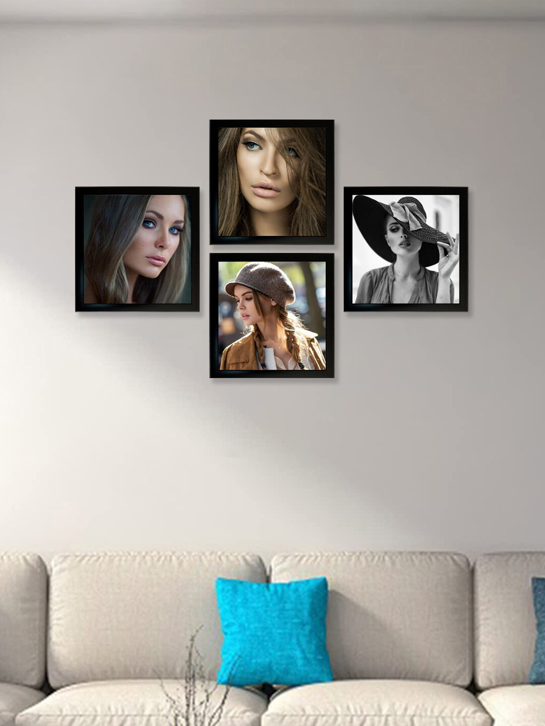 Kuber Industries Black 4 Pieces MDF Wooden Collage Picture Photo Frames