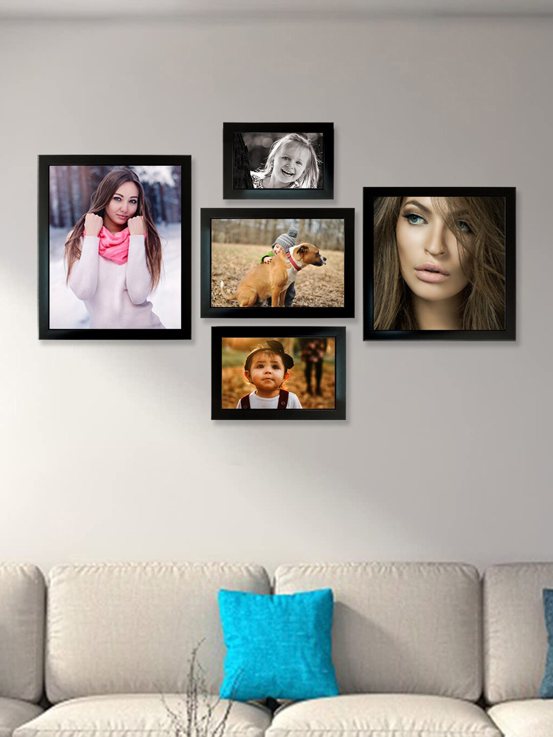 Kuber Industries 5 Pcs Black Collage Pictures Wooden Photo Frames